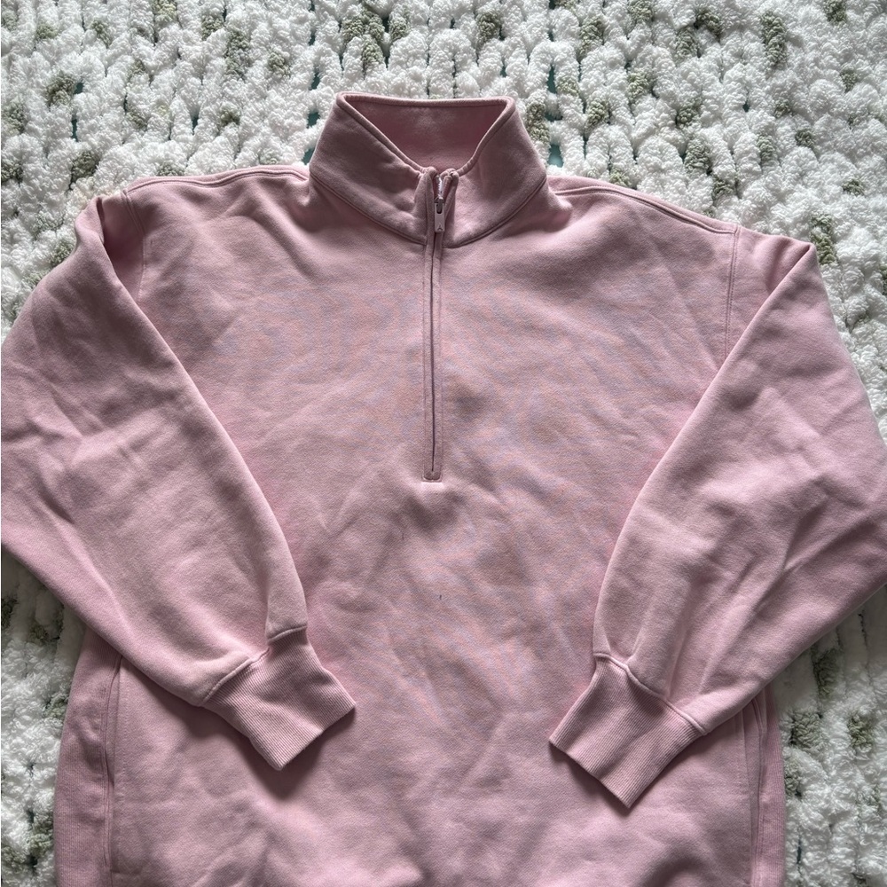 Aritzia boyfriend sweat fleece baby pink 1/4 zip